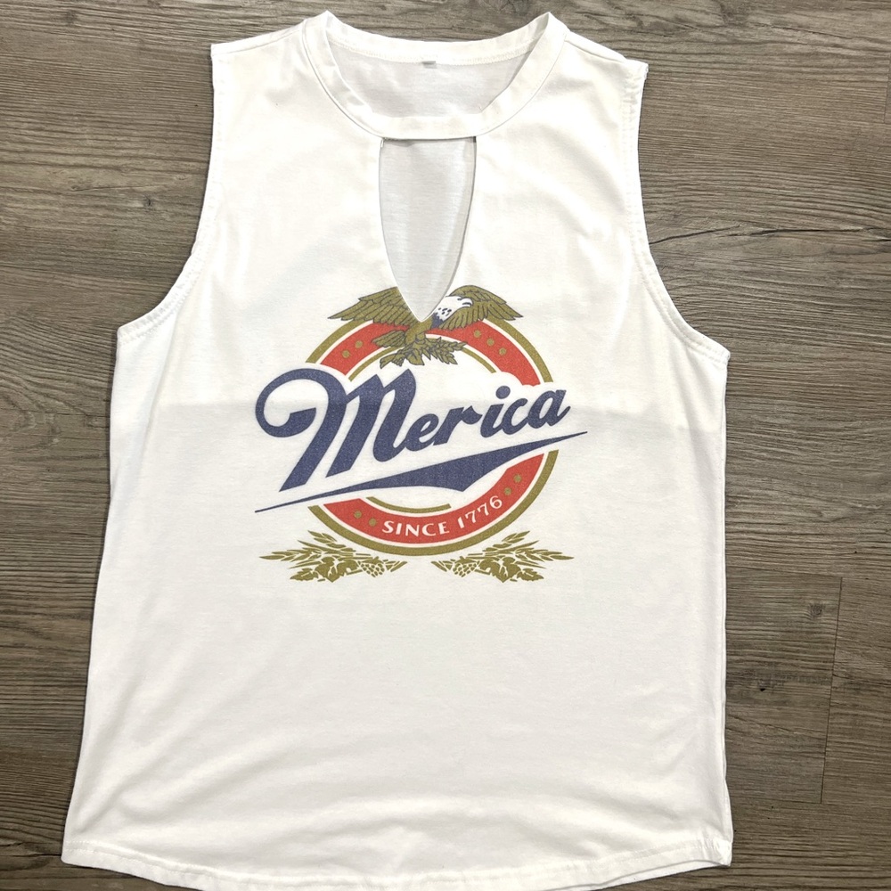 White Graphic Tank Top